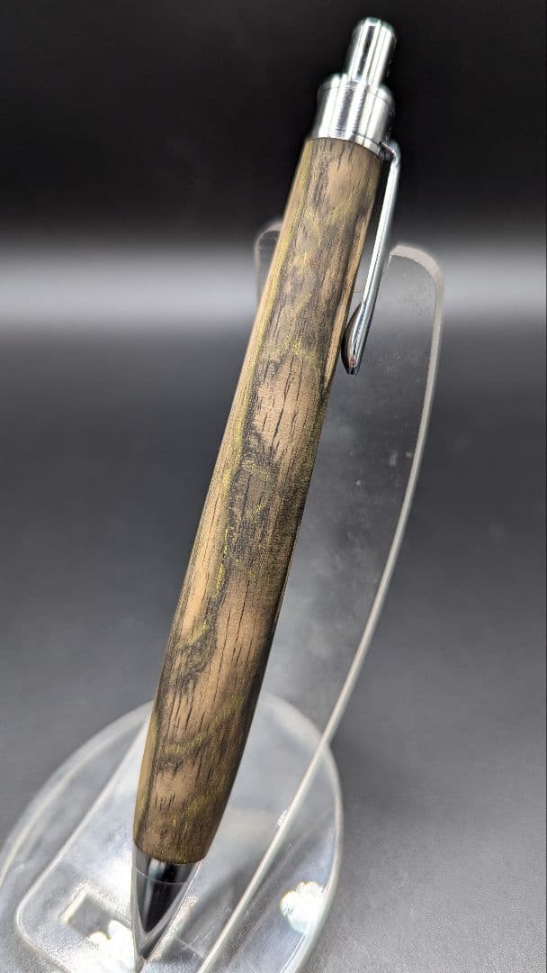 357ペン工房翌檜　黒柿　緑孔雀杢　木軸シャーペン　ボールペン