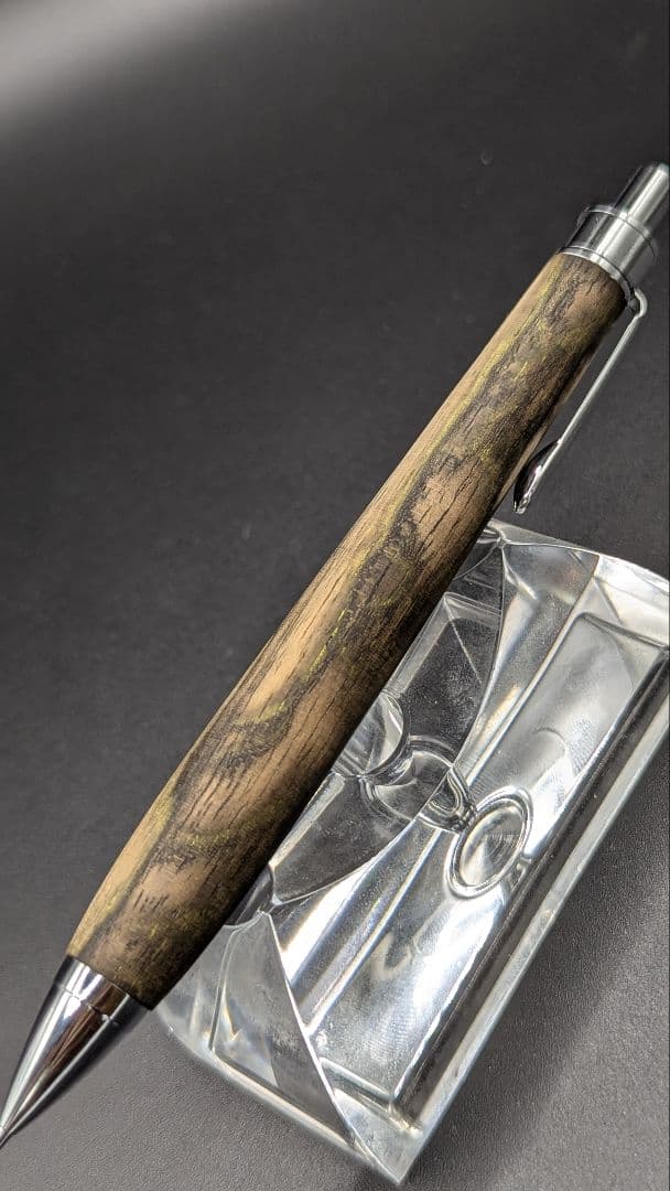 357ペン工房翌檜　黒柿　緑孔雀杢　木軸シャーペン　ボールペン