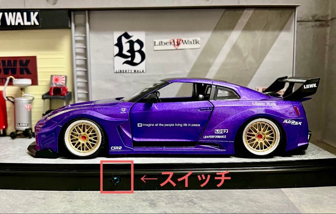 1/24 スカイライン 35GT-R カスタムLBWK仕様 ガレージ ジオラマ