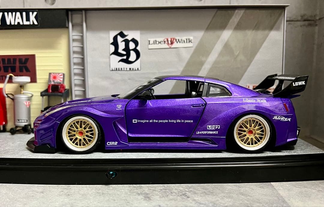 1/24 スカイライン 35GT-R カスタムLBWK仕様 ガレージ ジオラマ