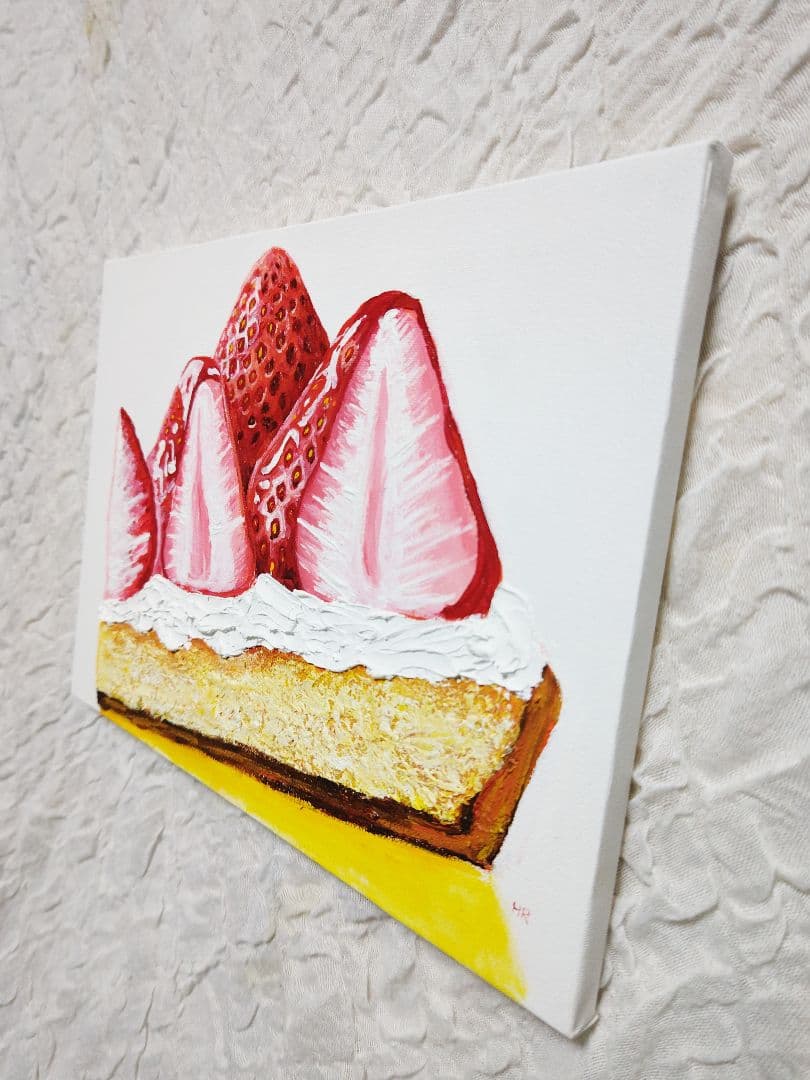 油絵 絵画 【いちごのタルト】