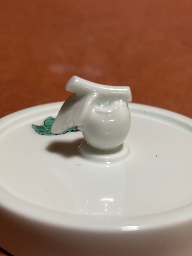 十四代酒井田柿右衛門作色赤絵柿果文柿形握手文鎮　ペーパーウェート未使用検ななつ星