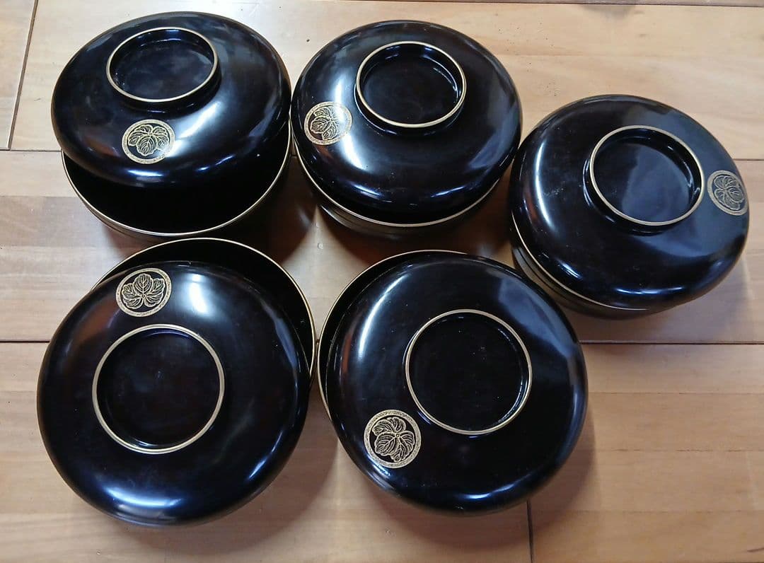 漆器 椀 セット 黒色 金縁②