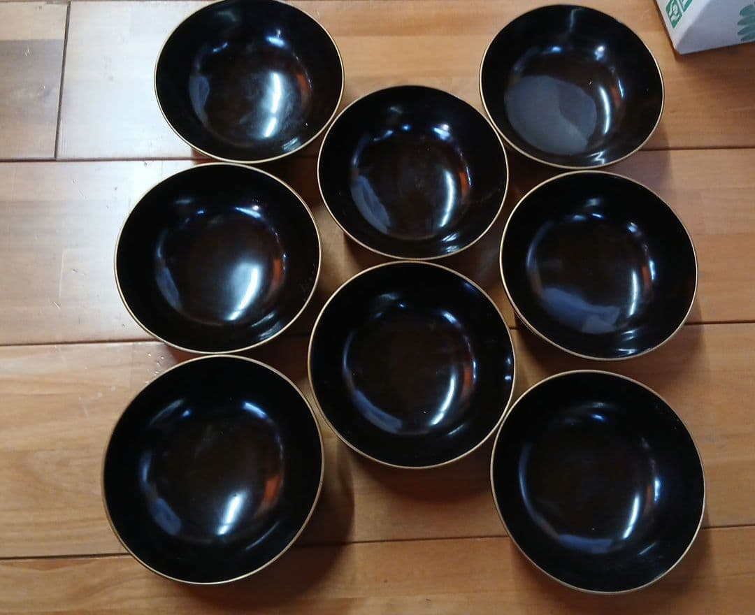 漆器 椀 セット 黒色 金縁②