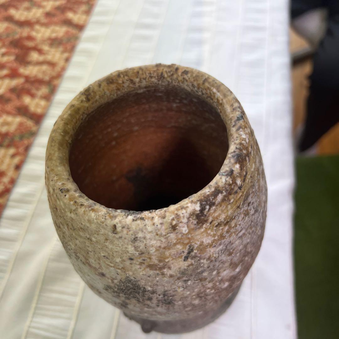 久保寺春男作 陶器製花瓶　備前焼