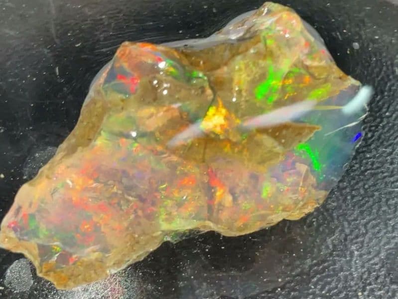 【30CT】エチオピア　オパール　鉱石　標本　遊色　クリア　虹色