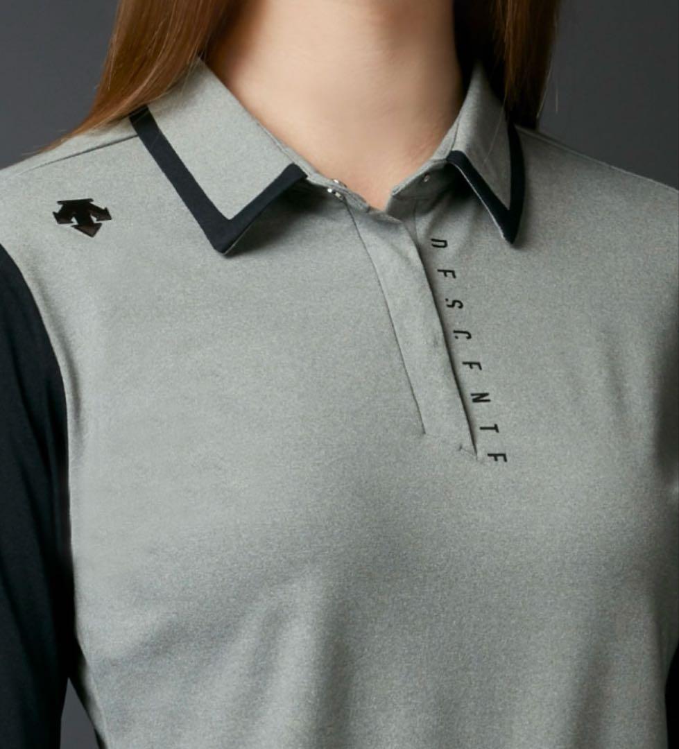 新品 DESCENTEゴルフ　プライマフレックス天竺裏起毛切り替えシャツ　M