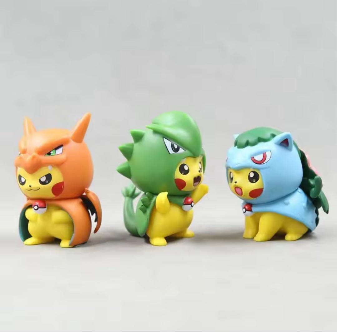 ピカチュウ 変身コスチューム フィギュア 6体セット ポケモン風 ミニフィギュア