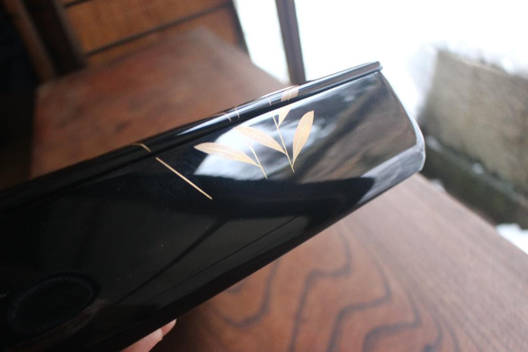 デッドストック！上質黒漆に極上秋草蒔絵の美しい文箱（検京塗輪島塗蒔絵沈金小箱