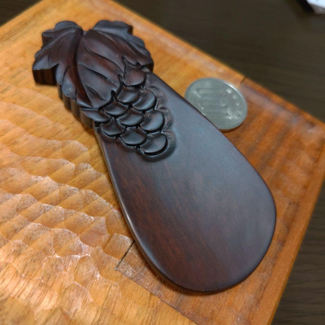 宝物コレクション軽井沢彫天然木彫刻アート工芸品靴べら葡萄ぶどうブドウ彫刻デザイン