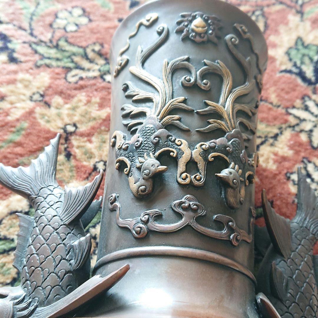 花器 蝋型 青銅製 47cm