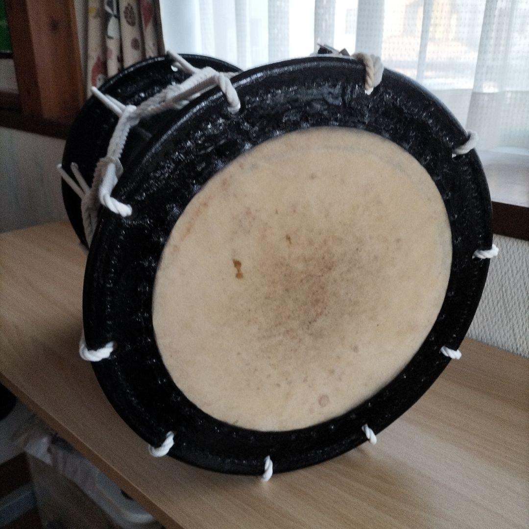 「なお様ご依頼商品」担ぎ太鼓　締太鼓　和太鼓 　天然皮革　ストラップ付中古品⑧