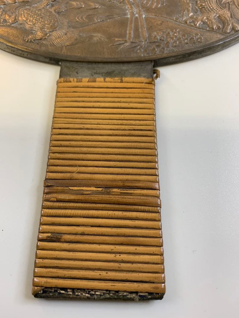 銅鏡 古い鏡2点 天下松村因幡守 手鏡 古鏡 骨董品 アンティーク