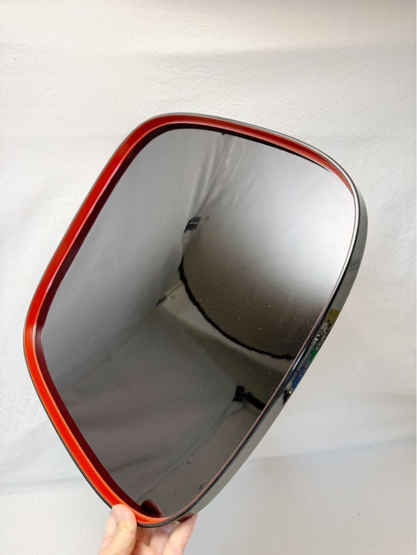 未使用 懐石道具 塗師 信斎作 木製 黒真塗胴張膳 内朱縁 十客揃 会席膳 共箱