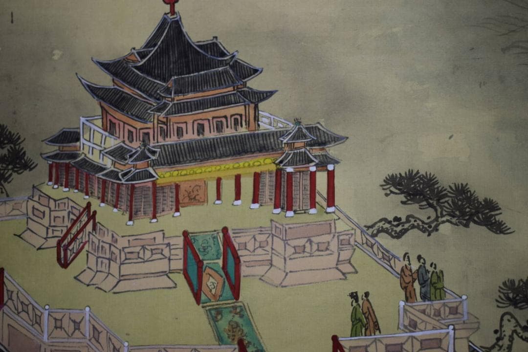 真作/揚浩/蓬莱仙島/蓬莱山図/布袋屋掛軸HF-745