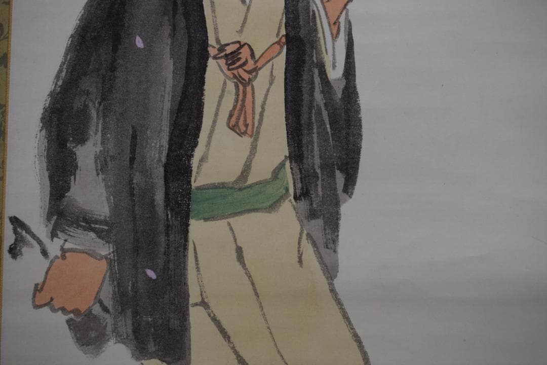 【真作】三木翠山/人物図/携瓢子/掛軸☆宝船☆Z-468