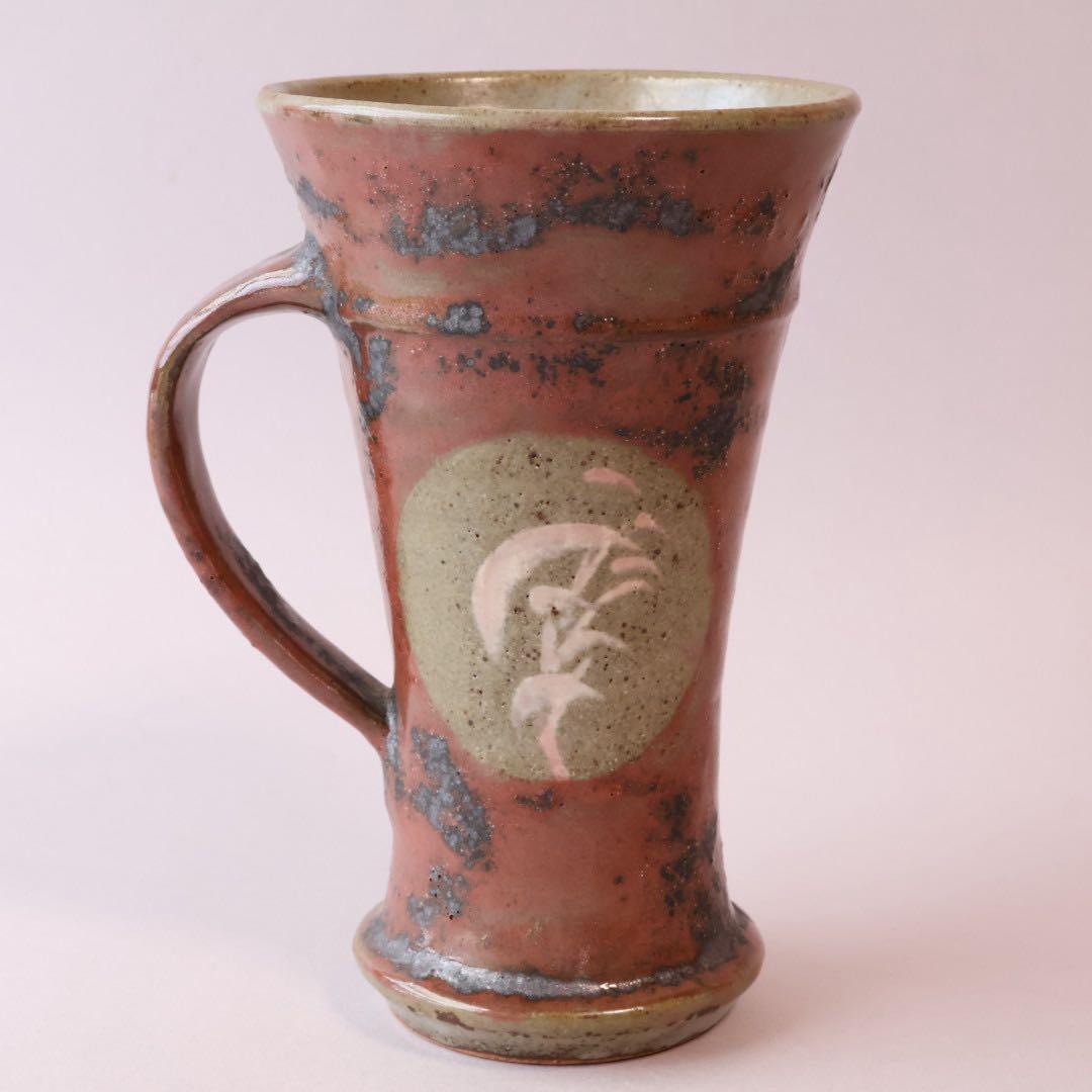 人間国宝 島岡達三 辰砂釉 象嵌ジョッキ 共箱