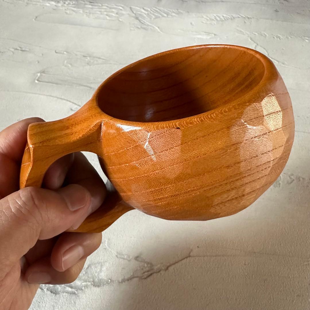 【美品】良岳氏作 木製コーヒーカップ けやき・花梨（2脚セット）