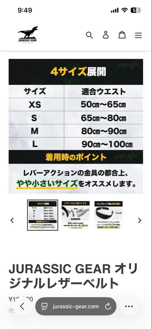 【美品】ジュラシック木澤　レバーアクションベルトMサイズ