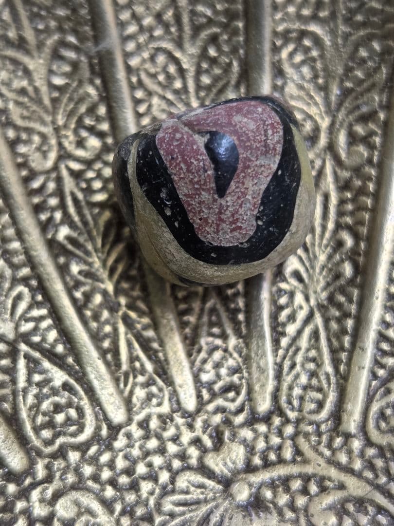 015蜻蛉玉　 古いアートピース 赤黒黄