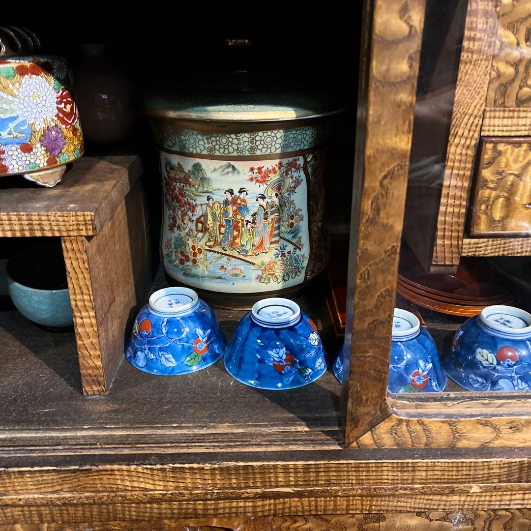 薩摩焼色絵美人桜図水差し 水差し、 九谷焼金彩色絵水差し、水差し、茶道具