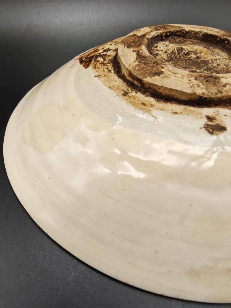 宋時代　磁州窯壽字白釉茶碗(E-36)