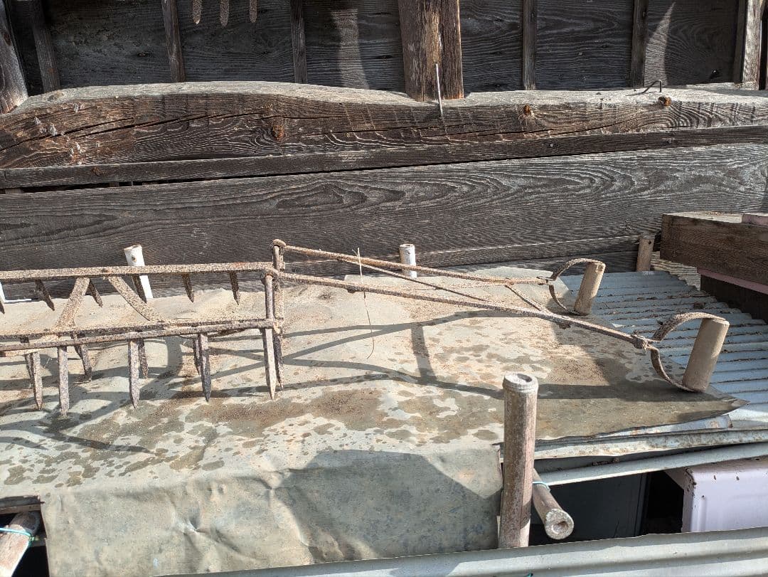 除草機　古道具　金属製農具 約200cm×40cm　田んぼ　アンティーク