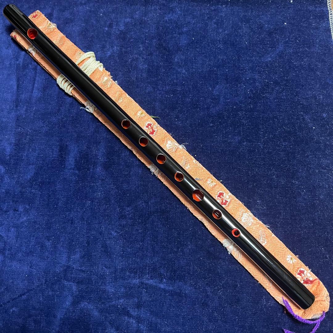篠笛丸山 5本調子 唄物 黒漆塗 笛袋付