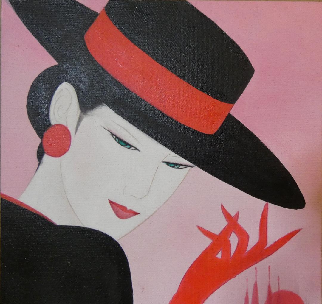 油絵 人物　額付き　鹤田一郎　 F6 【　美人像　】手描き