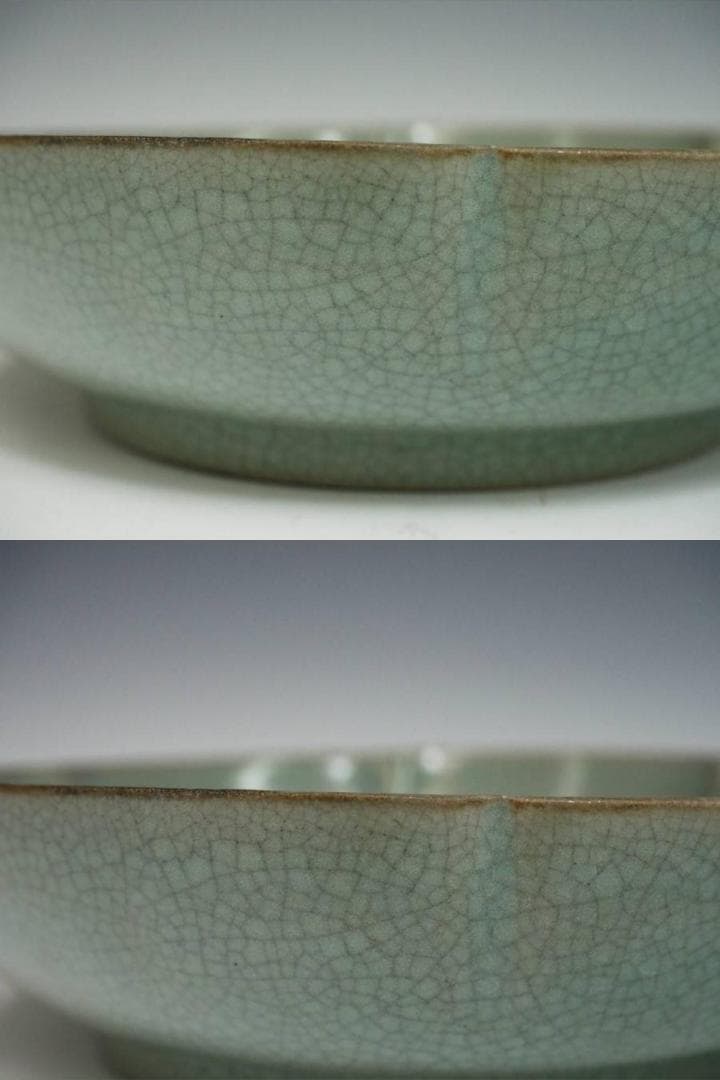 中国美術 宋 汝窯 青磁皿 青磁筆洗 幅18cm 箱付 中国古玩 c21112