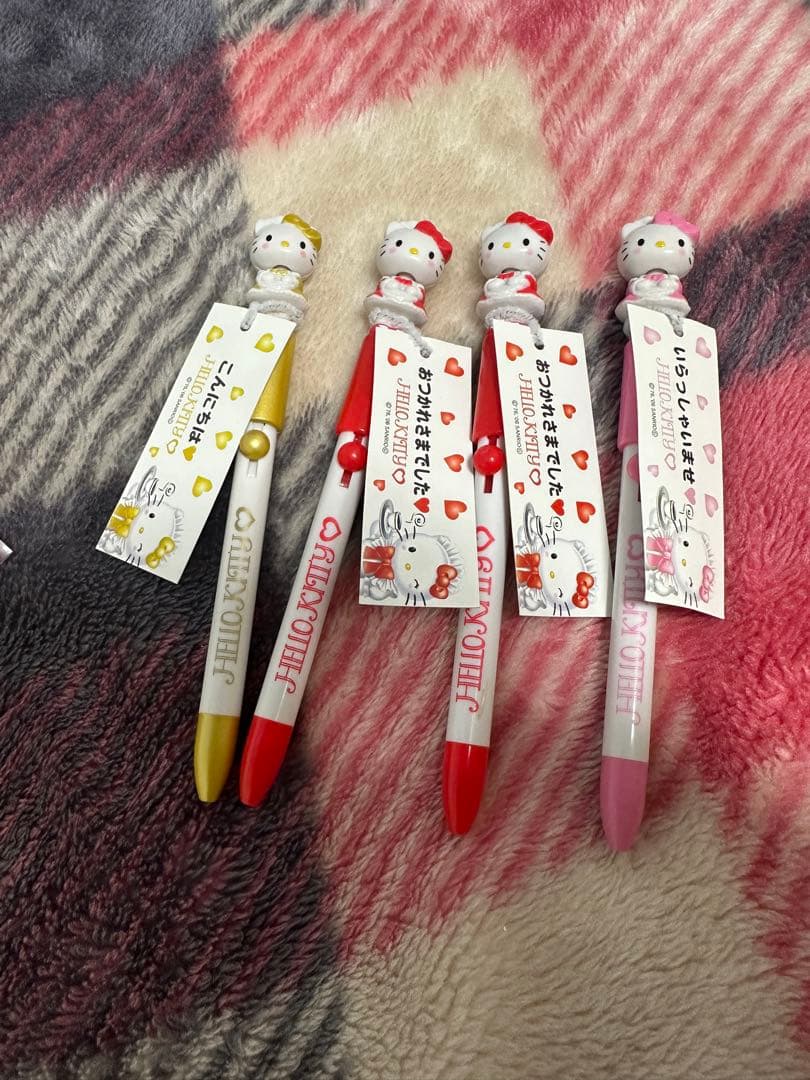 ハローキティ ボールペン いらっしゃいませ　おつかれ　こんにちは4本セット