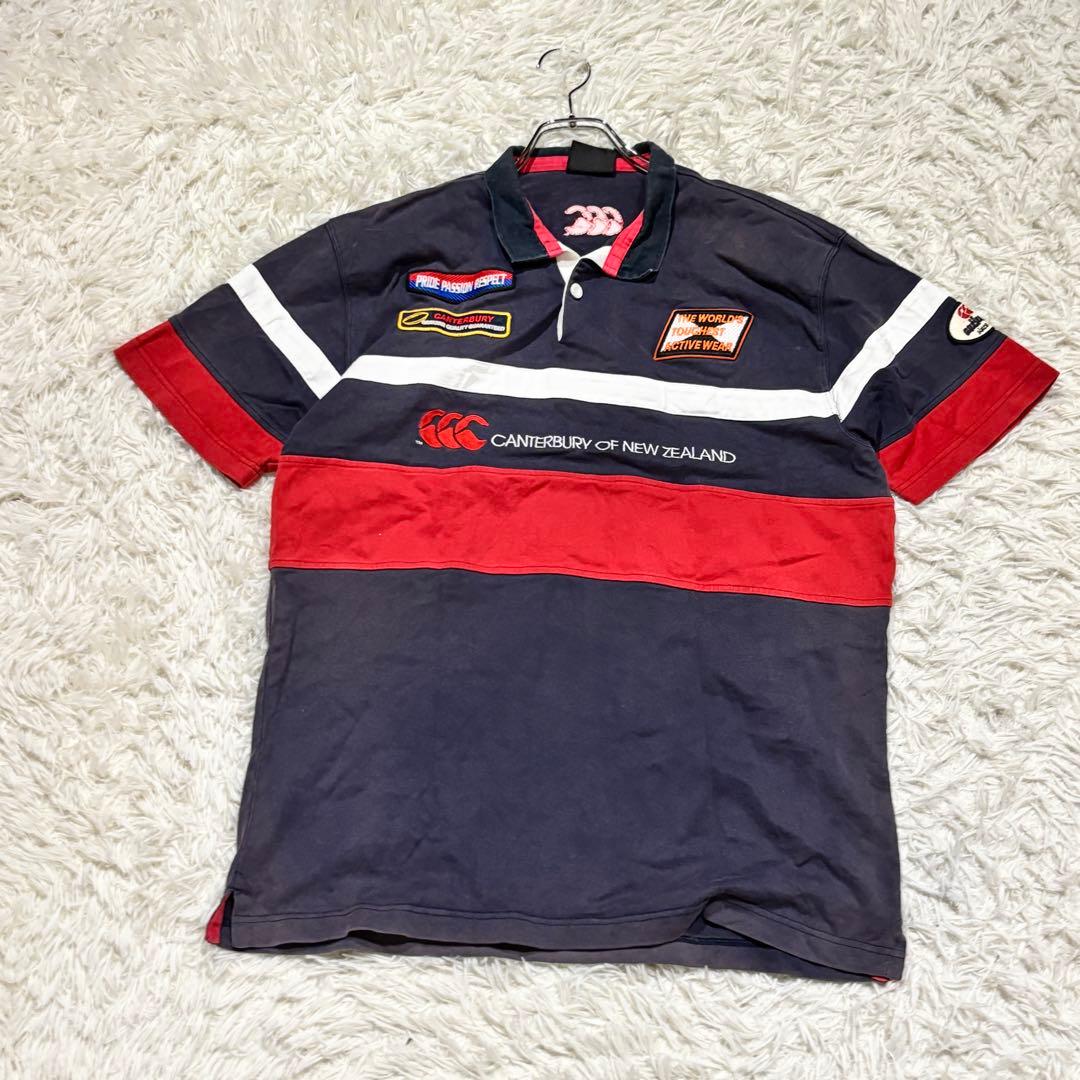 【美品】カンタベリー　ラガーシャツ ラグビー XL ポロシャツ　ワッペン 刺繍