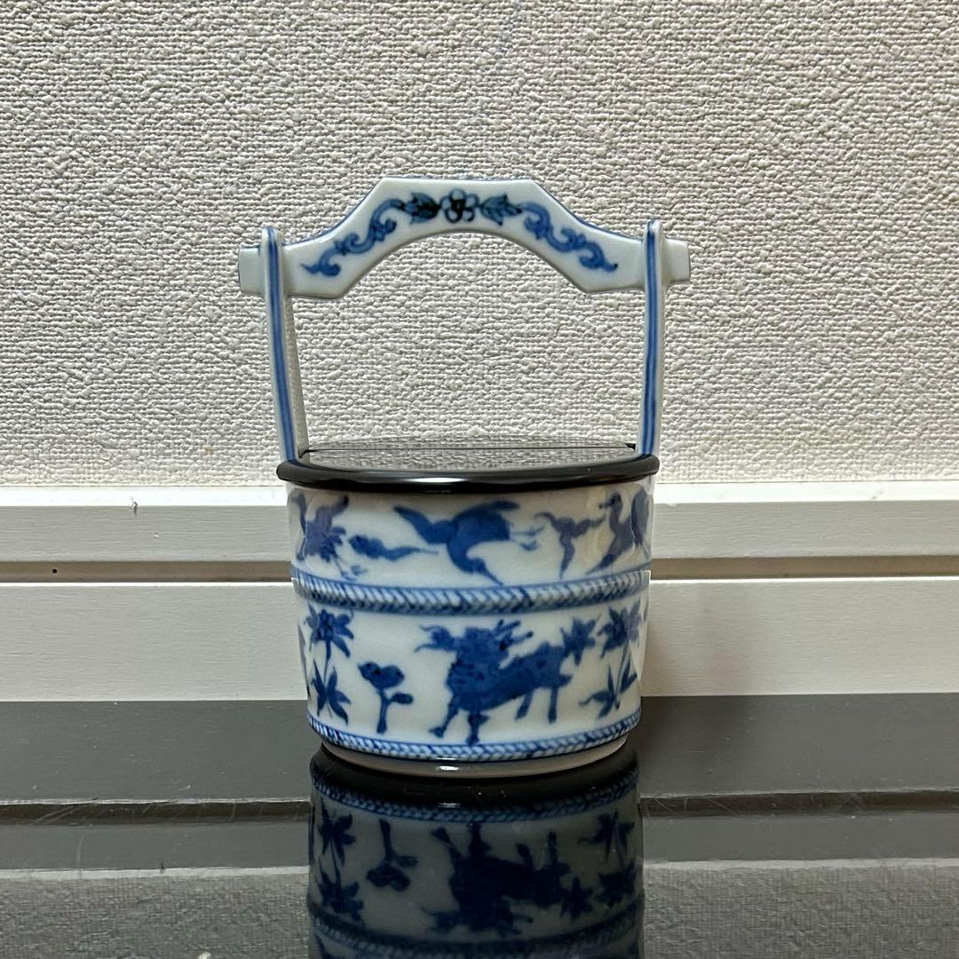 染付吉祥文手桶茶入　茶道具懐石鵬雲斎坐忘斎淡々斎即中斎而妙斎棗水指茶杓水屋茶碗釜