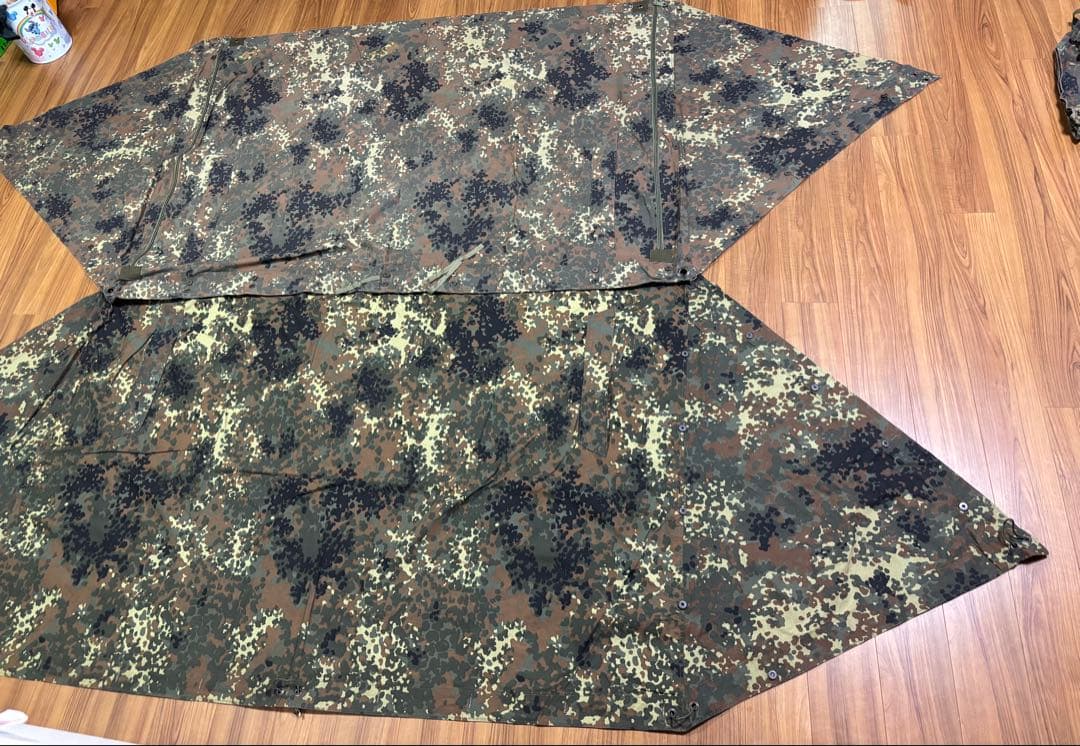 【美品】ドイツ軍幕2枚　YKKジッパー加工　フレクターカモ