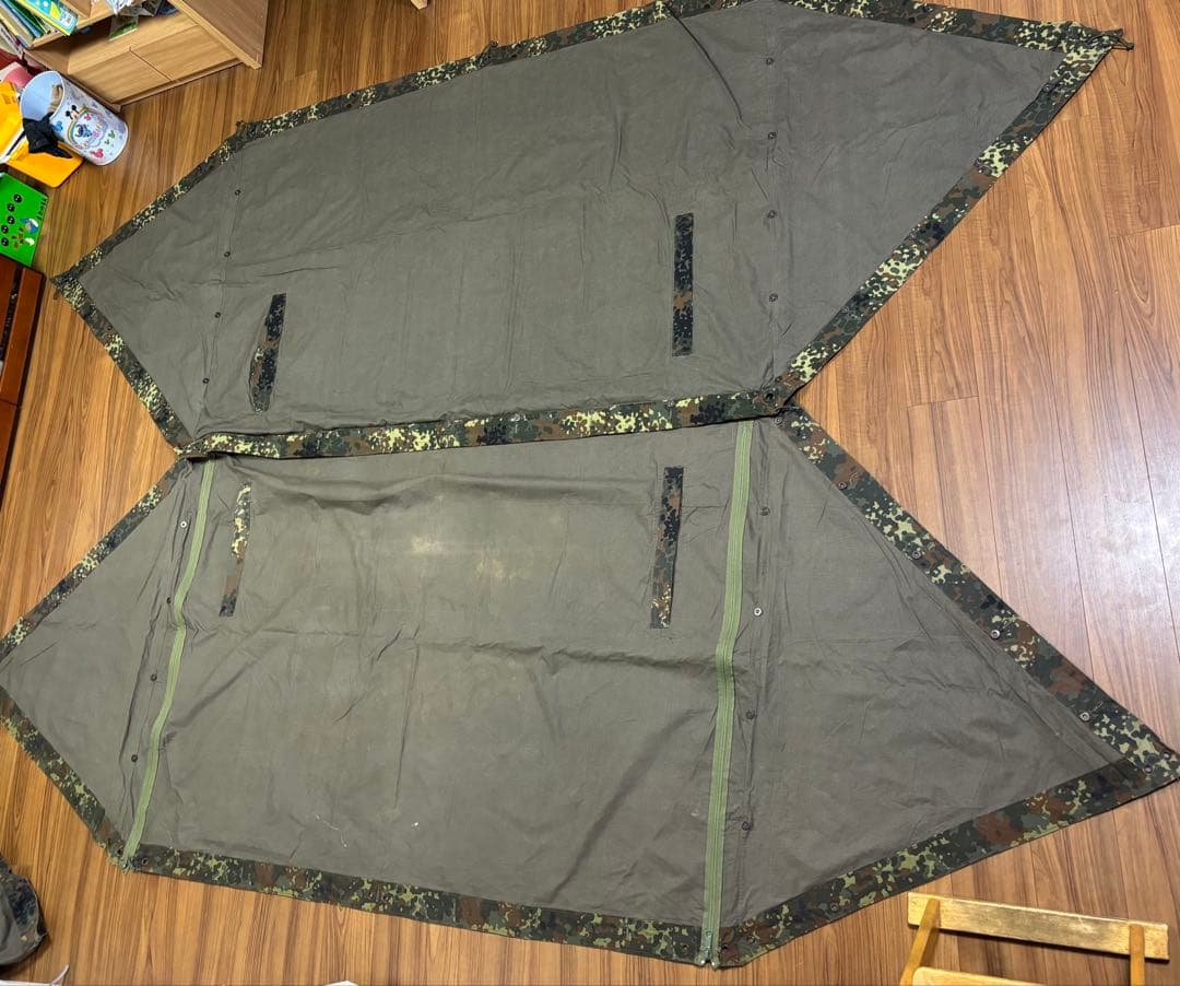 【美品】ドイツ軍幕2枚　YKKジッパー加工　フレクターカモ