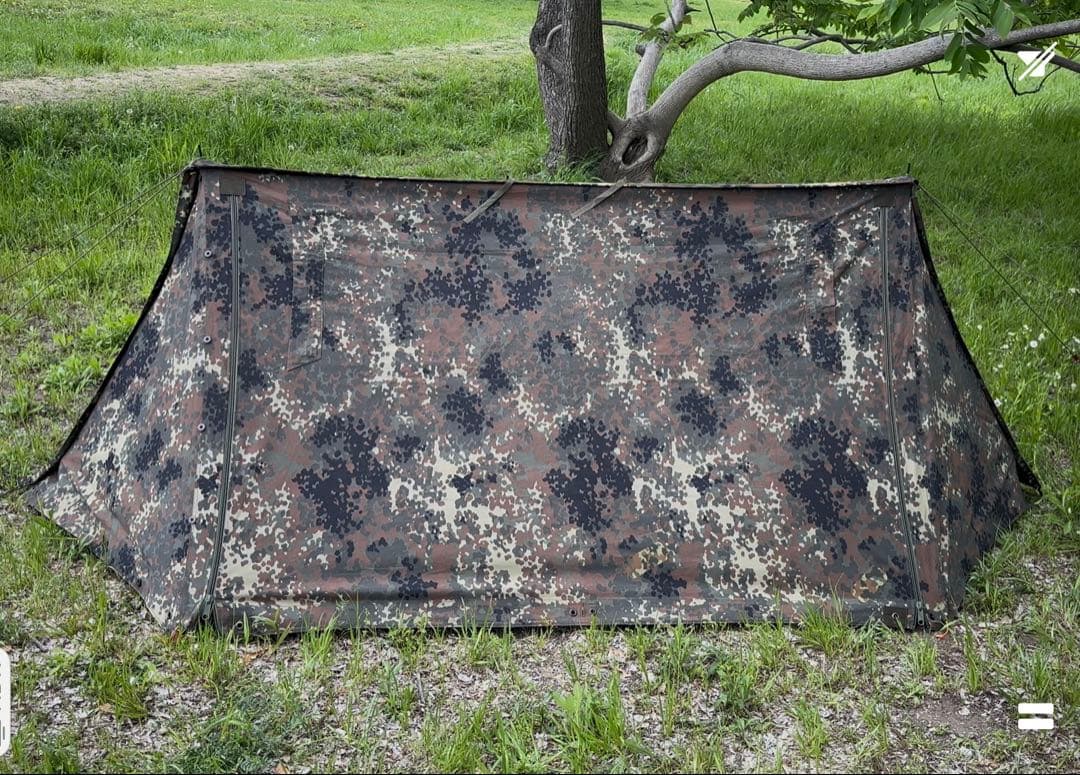 【美品】ドイツ軍幕2枚　YKKジッパー加工　フレクターカモ