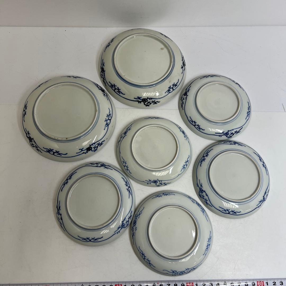 江戸後期　古伊万里　上手竹花文　中皿、猪口　通り物15点　東さ8-0124☆2F