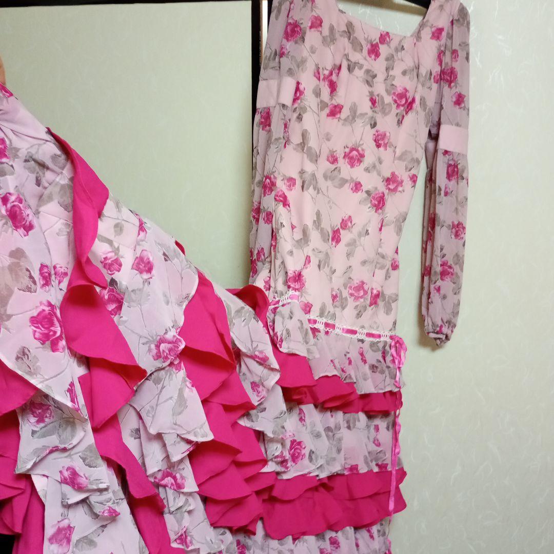 最終売りつくし　フラメンコドレス 　ピンク　花柄