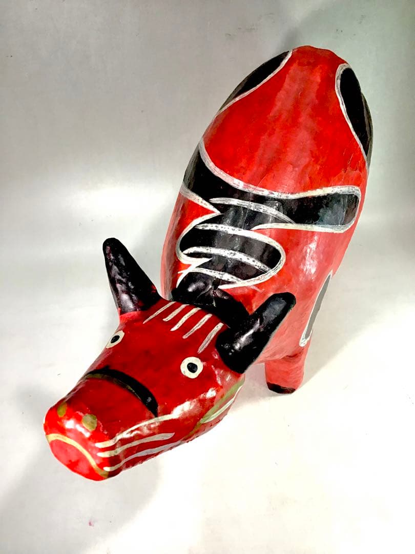 古手 大きい 五十嵐民芸 首振り 赤べこ 張子 人形 郷土玩具 会津 牛 縁起物