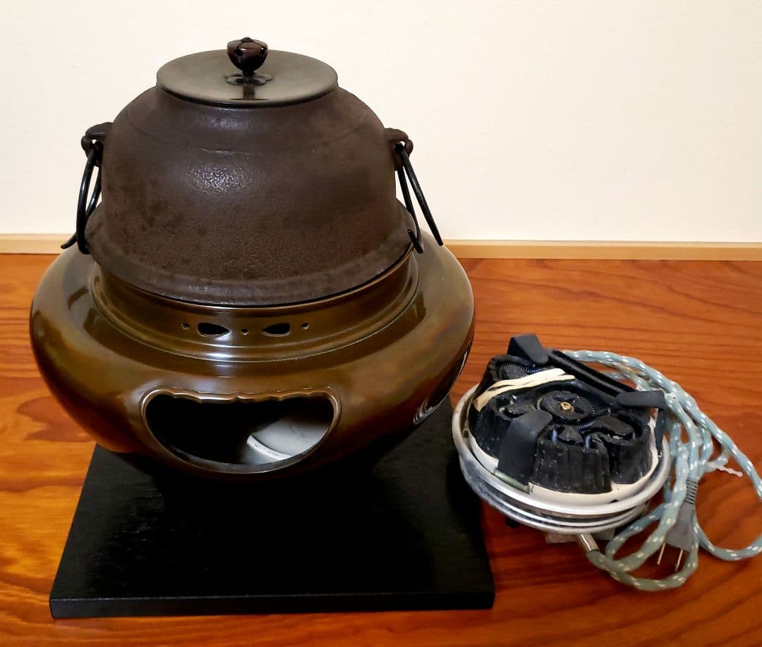 風炉 電熱器 茶釜 風炉釜 野々田電熱器 敷板 釜環付 茶道具 お点前道具