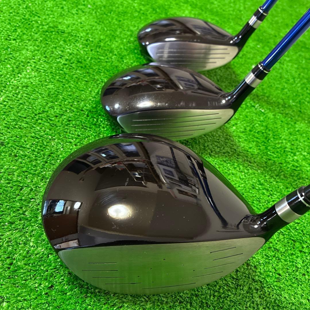 飛距離、直進性抜群‼️曲らない強反発デカ短ドライバー＋3W＋5W3本セット●S●