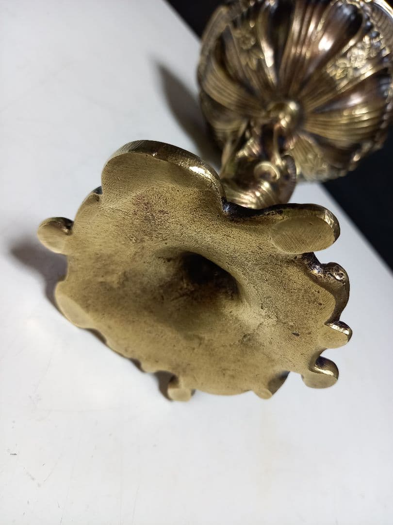 イタリア製　アンティーク　バロック　テーブル　トレー　重厚　無垢　真鍮製