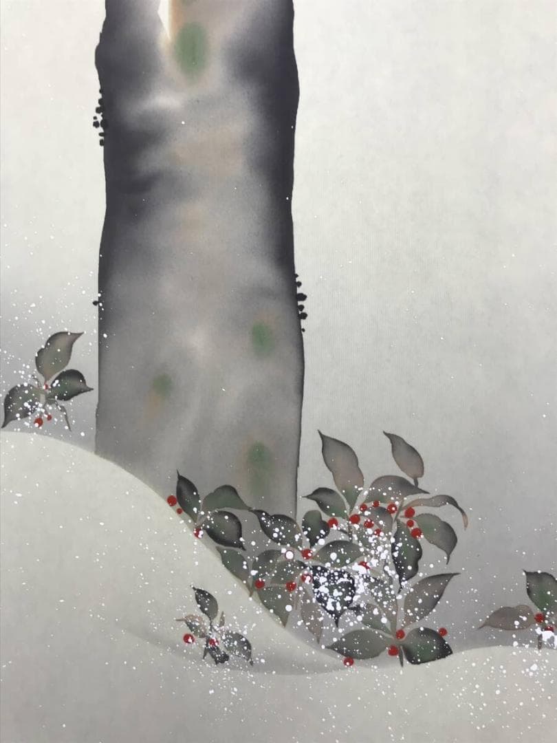 複製/酒井抱一/檜に啄木鳥図/桧にキツツキ図/花鳥図/掛軸☆宝船☆AH-773