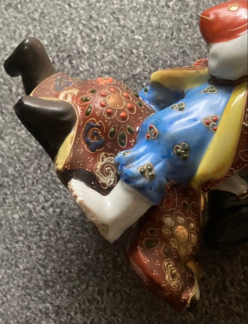 完全ジャンク品 九谷 えびす大黒 遊戯像