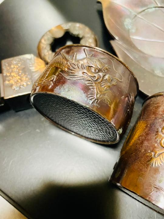 Occupied Japan 超希少灰皿セット　龍柄　銅製　ビンテージ