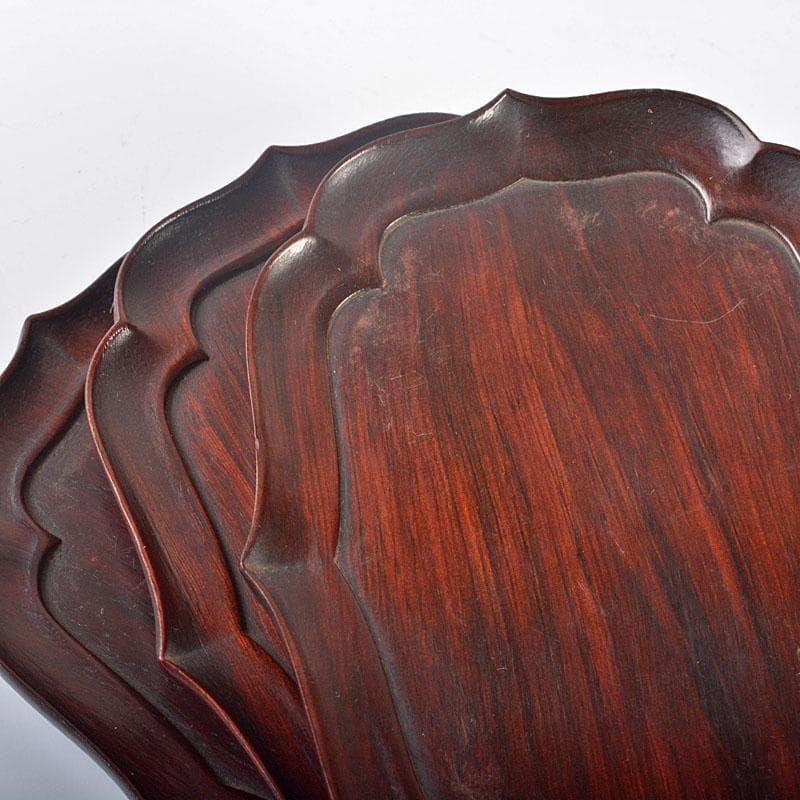 中国　唐木紫檀製　茶托　小皿　五客　V　R6479E