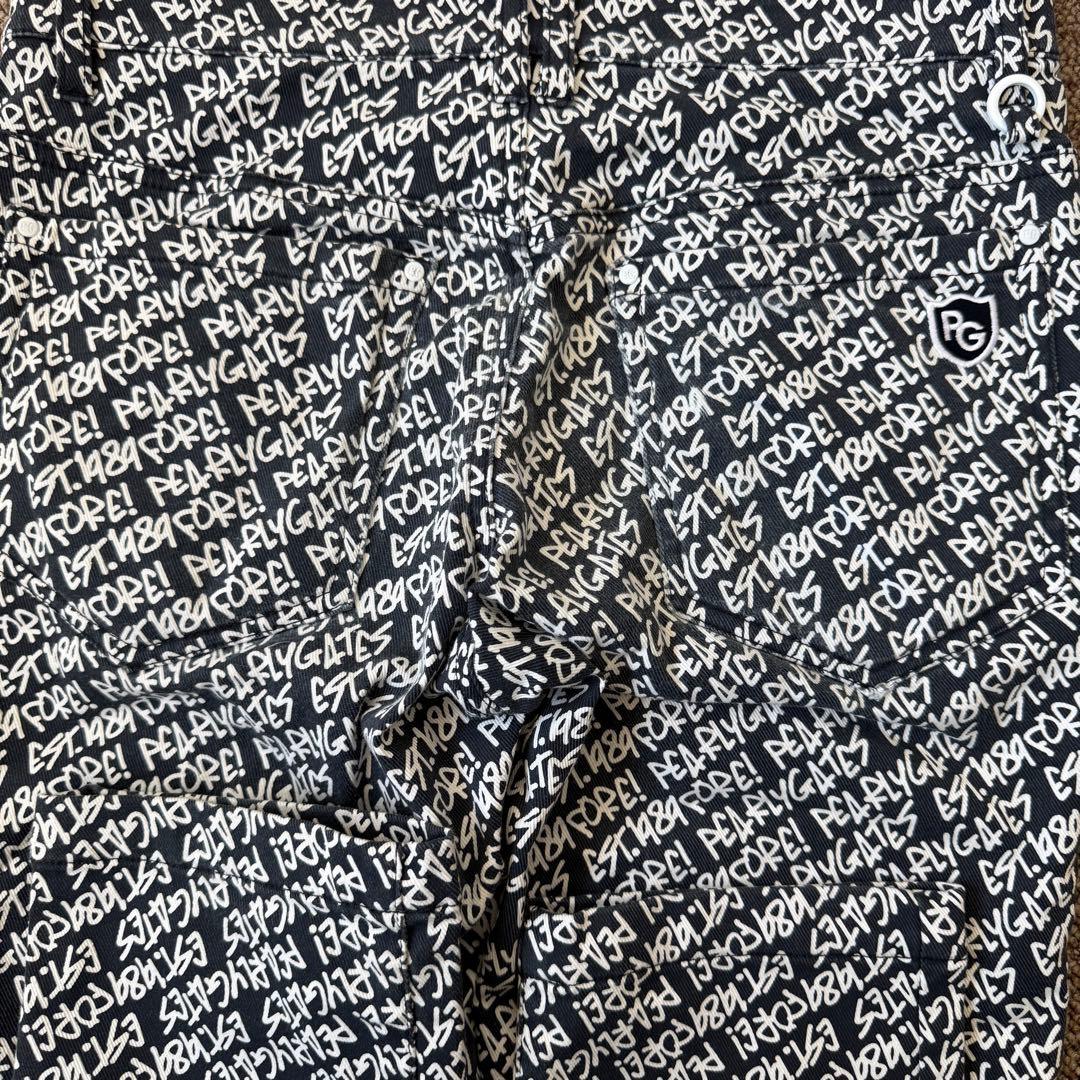 防寒　蓄熱　裏地付き　パーリーゲイツ　パンツ　M〜L相当　総柄　紺　白　暖パン