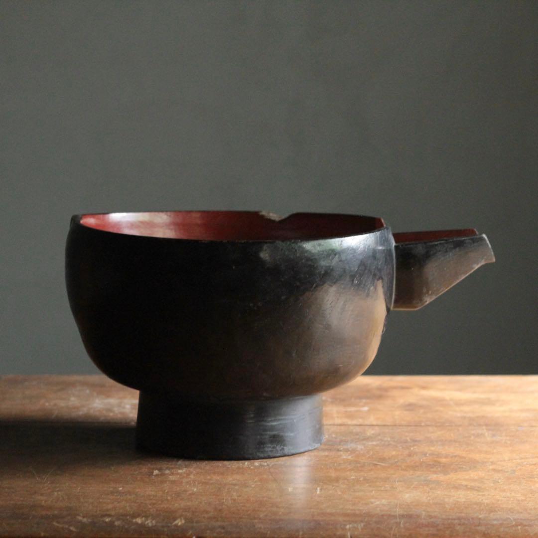 古い 酒上げ 酒器 漆器 片口 古美術 古道具 アンティーク 割れ欠け 朽木塗