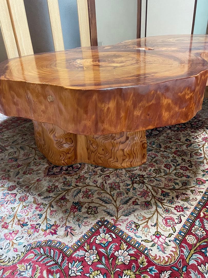 広島発 屋久杉 輪切り 座卓 テーブル 天板 + 屋久杉 衝立