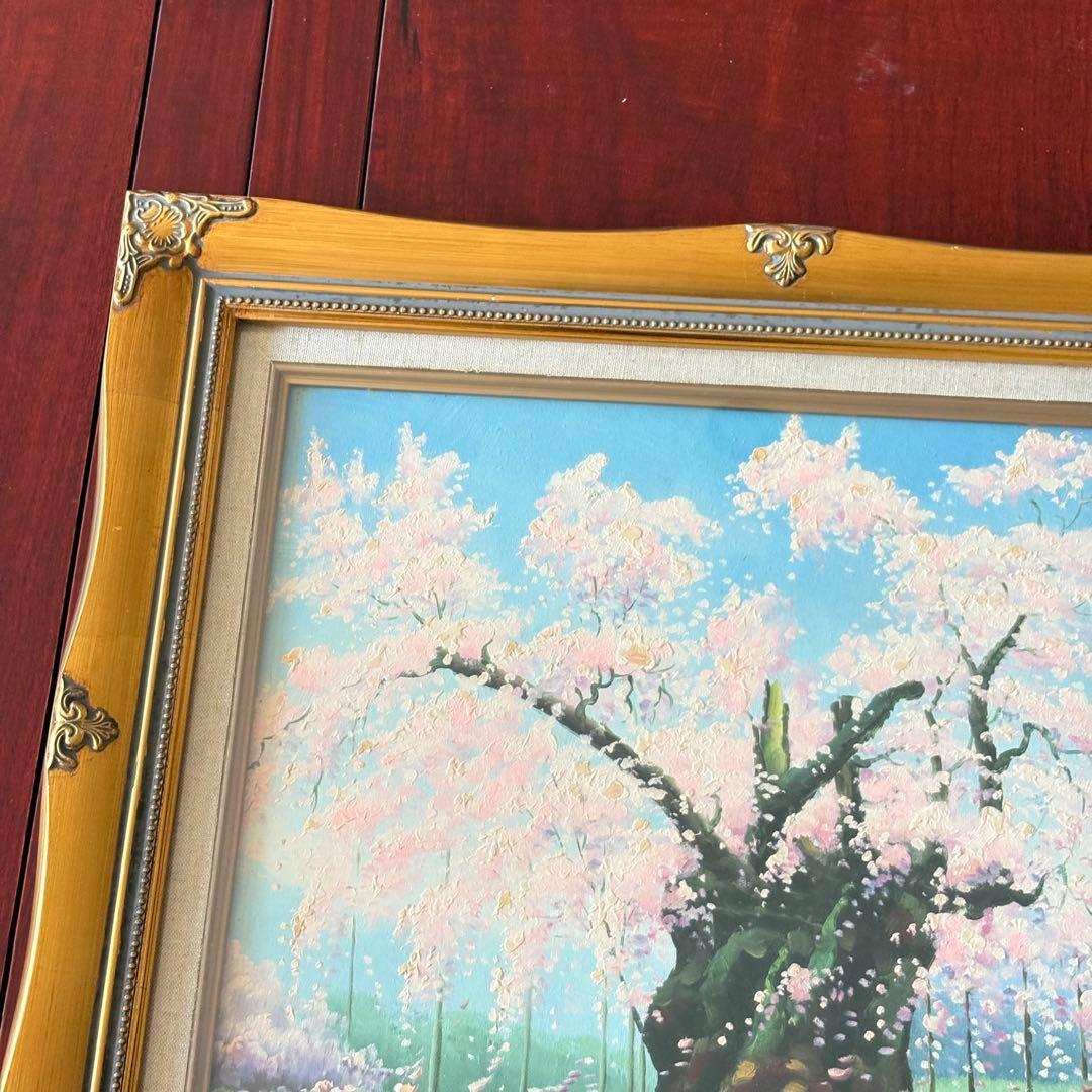 山田清光 油彩 額装 満開桜 春景 個展開催 岐阜県出身 油絵 油画 絵画 K